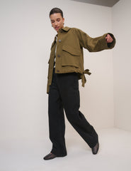 Black Mid Rise Carnaby Wide Leg Jeans