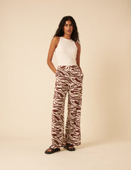 Brown Zebra Print Wide Leg Jerrow Trousers