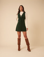 Forest Green Nila Pinafore Mini Dress