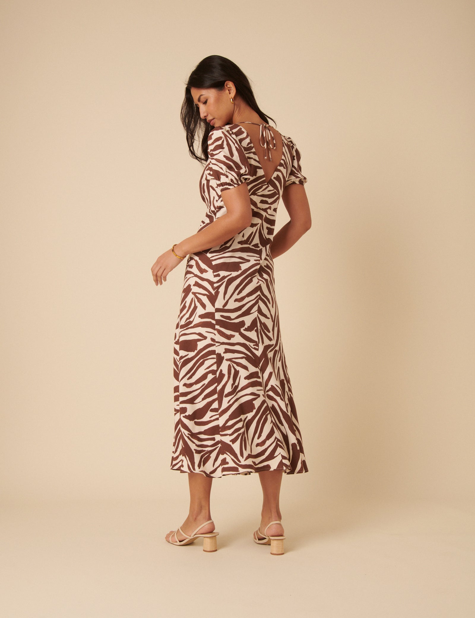 Brown Zebra Print Ella Midi Dress