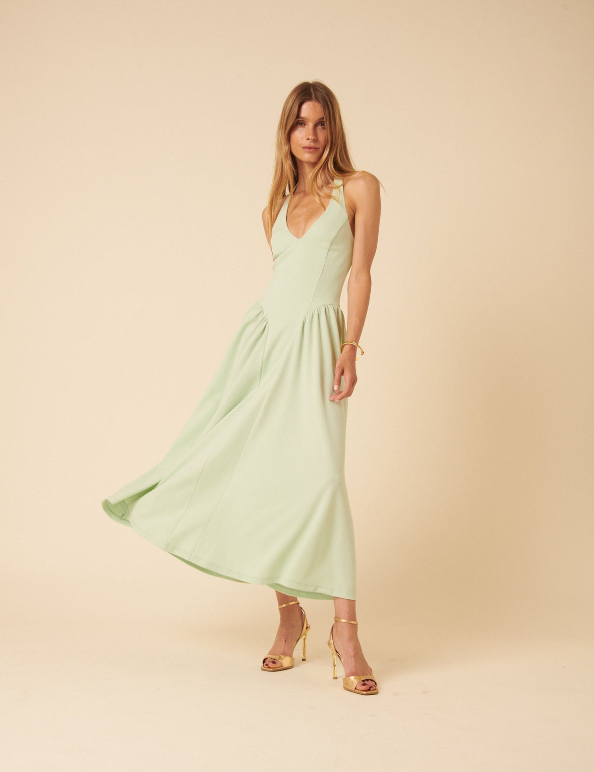 Mint Green Halterneck Amie Midi Dress