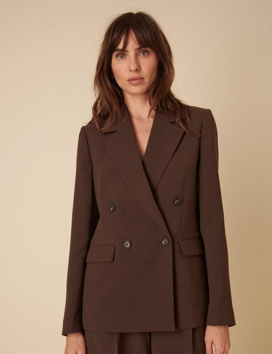 Brown Double Breasted Alicia Blazer