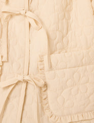 Cream Tie-Front Quilted Jacket
