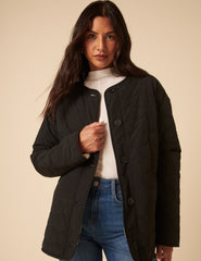 Black Reversible Borg Qulited Jacket