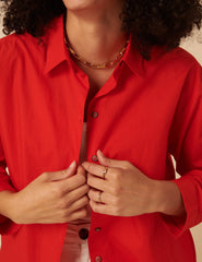 Red Relaxed Boyfriend Shirt