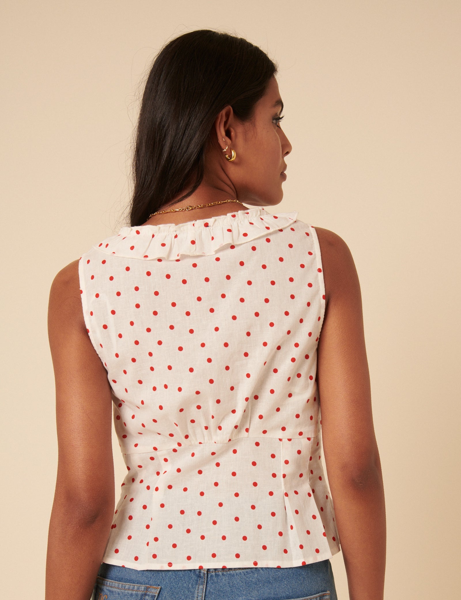White Polka Dot Top