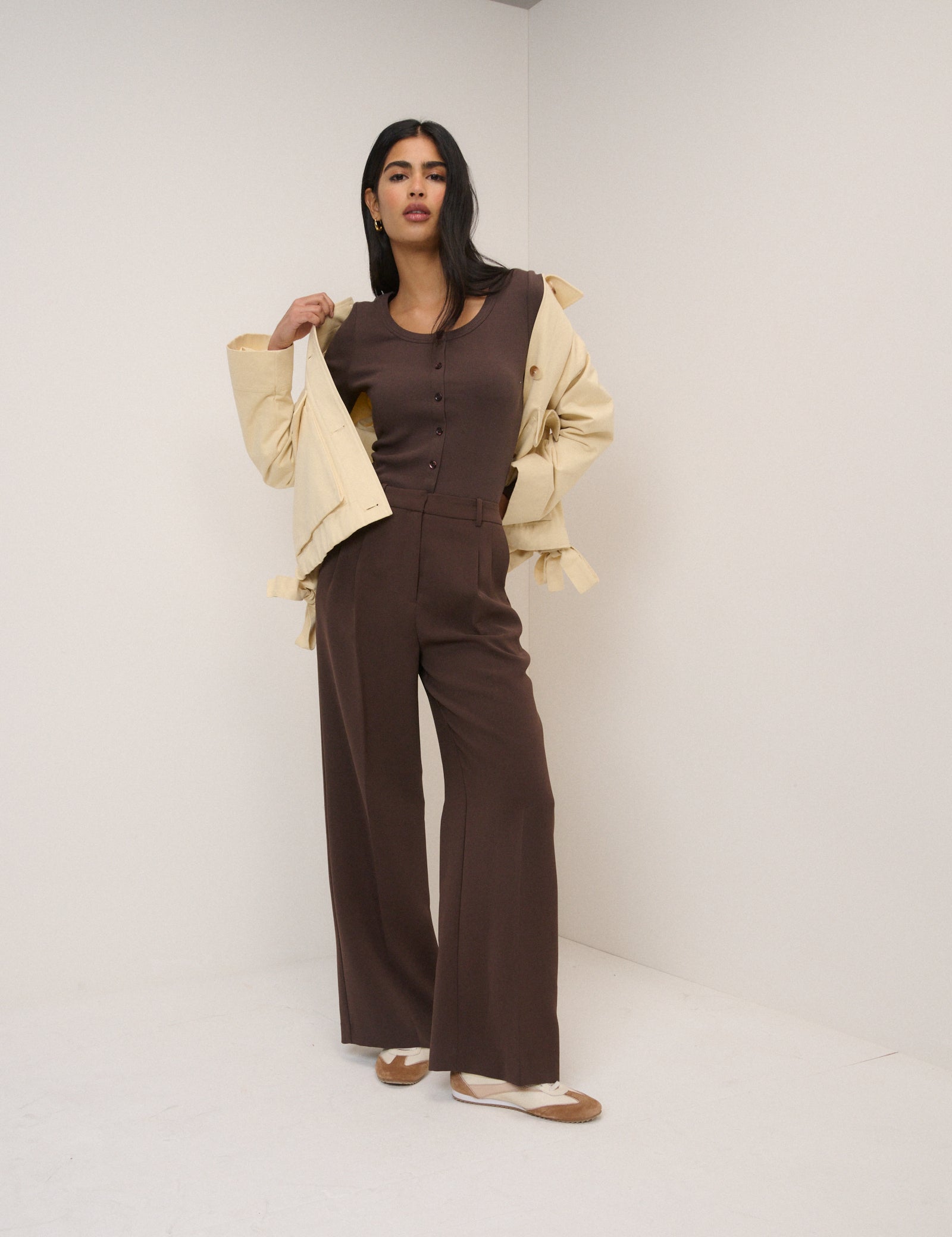 Brown Scoop Neck Top