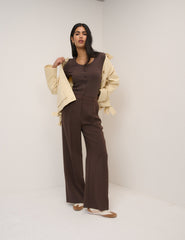 Brown Scoop Neck Top