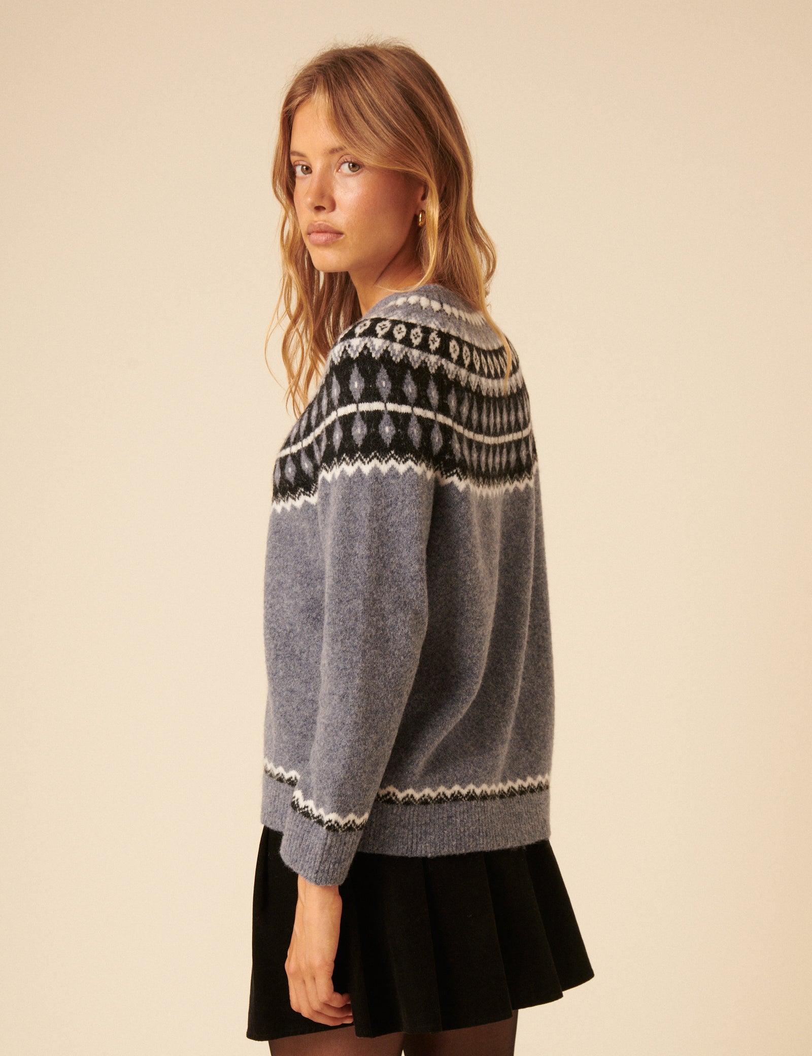 Blue Fair Isle Knitted Jumper