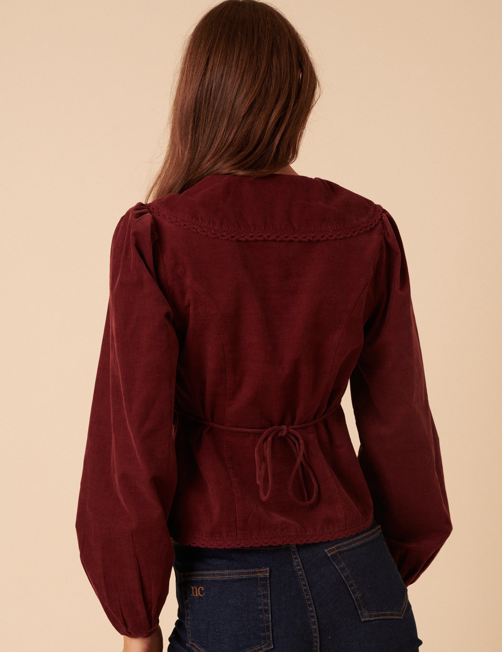 Burgundy Peter Pan Collar Blouse