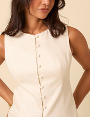 White Crew Neck Tailored Waistcoat