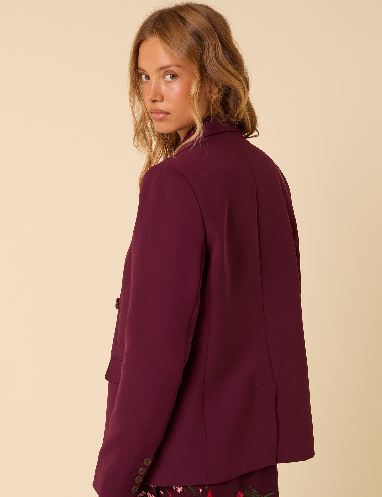 Burgundy Double Breasted Alicia Blazer