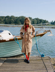 Camel Detachable Cape Trench Coat