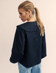 Black Long Sleeve Birdie Blouse