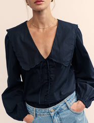 Black Long Sleeve Birdie Blouse