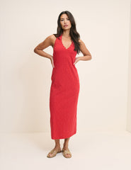 Red Floral Halterneck Ivie Midi Dress