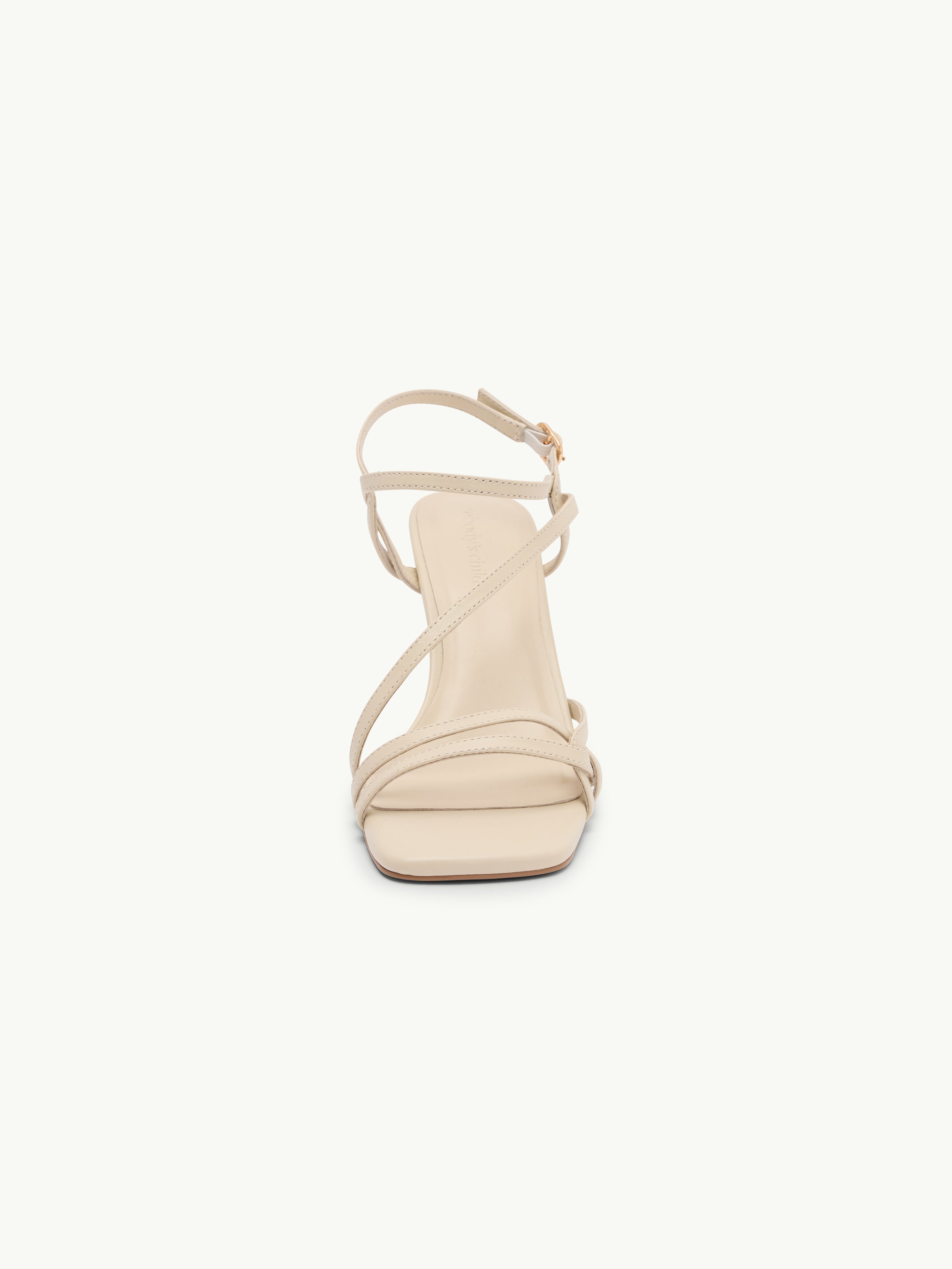 White Leather Strappy High Heels